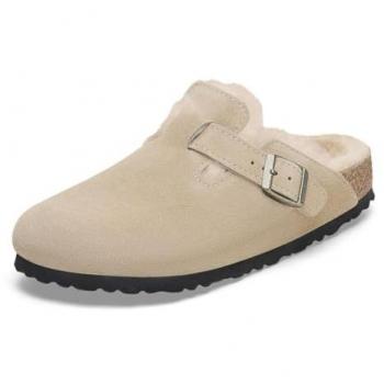 Birkenstock Soft Suede Clog with Sheepskin Lining Female Size 7 US