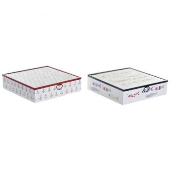 DKD Kristall-Metallic Teebeutel-Box – MDF 24x24x6,5 cm (2 Stück)