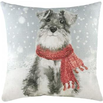 Evans Lichfield Cozy Snowy Dog Cushion Cover (Red & Grey)