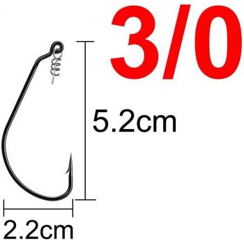 20 pcs Bass Carp Fishing Worm Hooks with Twist Lock