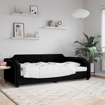 Lit de repos noir 80 × 200 cm – tissu, design moderne, finition mate