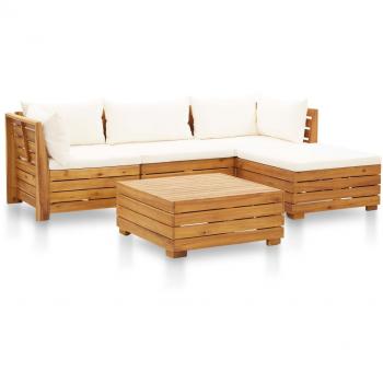 Garten-sofagarnitur 5-teilig Akazienholz Cremeweiß