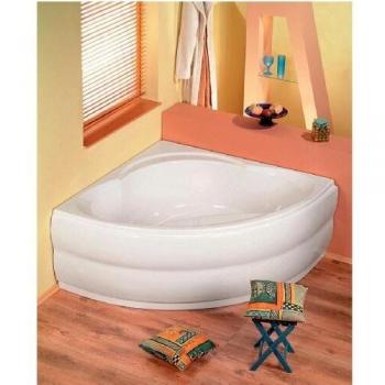 Weißes Eckbadewannen-Set ALEXANDRA 140x140 cm – Acryl, Wannenfüße inklusive