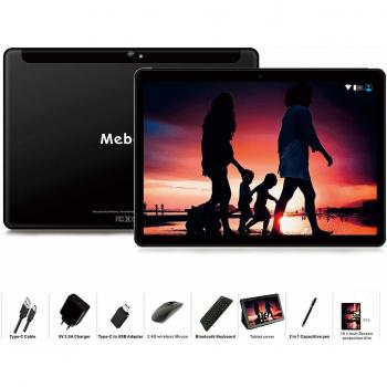 Tablette Tactile 10 Pouces MEBERRY Android 9 Pie 4 Go RAM 64 Go ROM 4G Dual SIM 8000mAh Noir