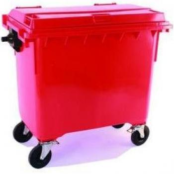 Slingsby 1100L Red Wheelie Bin with Lockable Lid