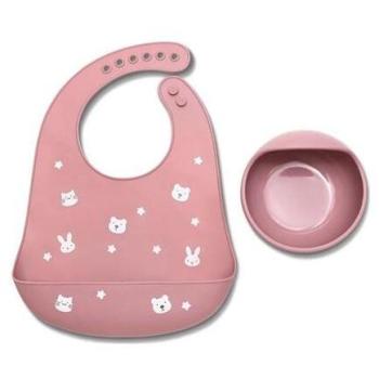 Set Bavoir et Assiette Rose