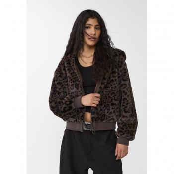 Stradivarius Montone Sintetico Giacca con Cappuccio XL Marrone
