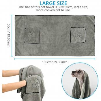 Microfiber Dog Bathrobe Towel for Small Medium Large Dogs 100x50CM
