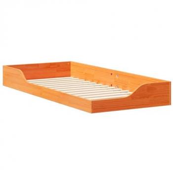 Cadre de lit surélevé 90 × 210 cm, couleur marron cire – Vidaxl
