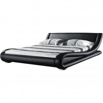 Cama moderna Beliani 180 x 200 cm de piel negro/plateado