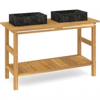 Mobile bagno 132 cm × 45 cm × 75 cm con lavandino marmo nero teak
