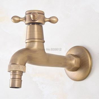 Antique Brass Wall Mounted Cross Handle Faucet for Garden Tap