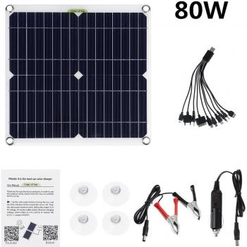 200W Solar Charger with USB and Charge Controller for Camping and Boating