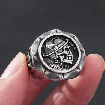 Bague bouclier en acier inoxydable 1936 pour hommes