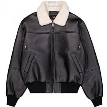 Alpha Industries B‑15 Leather Bomber – XL, Black