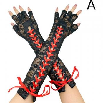 Women’s Black Gothic Long Fingerless Gloves