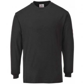 Portwest Flame Resistant Anti-Static Long Sleeve T-Shirt, Size: XL, Colour: Black
