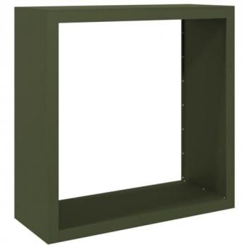 Leñero de acero verde 100x40x100 cm, soporte para leña