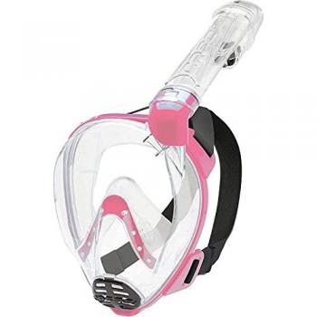 Máscara facial de buceo Cressi Baron Junior XS/S transparente/rosa, máscara integral snorkel de visión grande con tubo respirador, unisex-juvenil