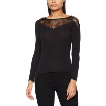 Camiseta de Manga Larga Naf Naf Oshoulder para Mujer, Noir
