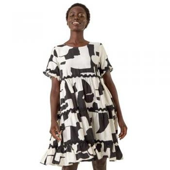 Roman Black Ric Rac Print Smock Gown