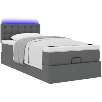 VidaXL Ottomane‑Bett mit Matratze, LED‑Licht, Dunkelgrau – 80 × 200 cm