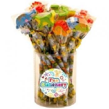 Dino Pencil Bundle – 24 Units + Novelty Eraser Toppers