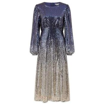 Yumi Navy Silver Ombre Sequin Midi Dress – Women's, 14 UK
