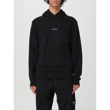 XL Black Stone Island Men's Cotton Hoodie with Logo