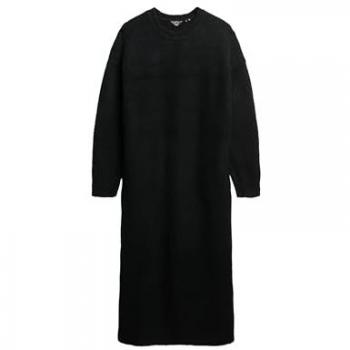 Superdry Robe Torsadée Mi-longue Femme Noir