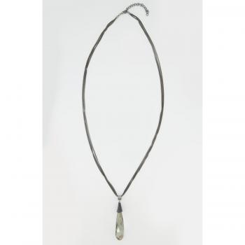 Collana a più giri con ciondolo luccicante, Donna, Grigio, Taglia: One Size, Fibre metalliche/Vetro