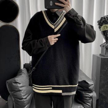 Suéter sin mangas de cachemira, chaleco suelto para hombre, tallas M-2XL