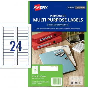 Avery L7665 Laser Labels 72 x 21.15 mm