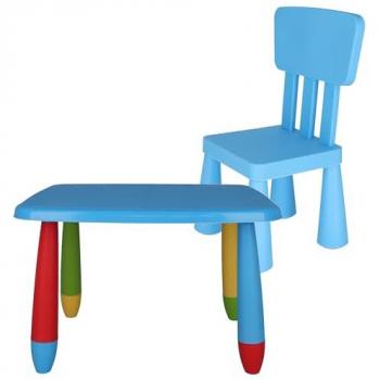 Mesita Infantil Rectangular Azul con Silla