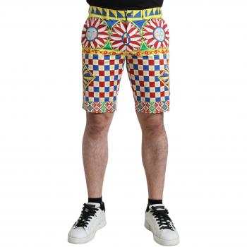 Dolce & Gabbana Multicolor Carretto Print Men's Bermuda Shorts
