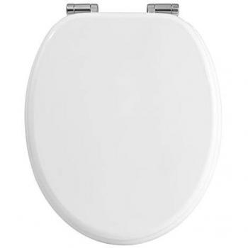 Couverture de toilette SoftClose en MDF – Inox antibactérien – Blanc 37,8 × 43,8 cm