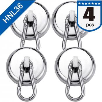 4pcs Strong Neodymium Magnetic Hooks with Swivel Carabiner for Refrigerator KSI999