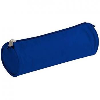 Trousse ronde Clairefontaine 22 x 7 cm en cuir, couleur bleu