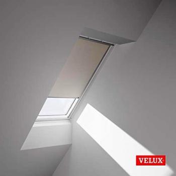 VELUX Verdunklungsrollo DKL SK06/MK06/CK02/FK06/MK04/CK04 1085S, verdunkelnd, alufarbene Führungsschienen, beige (hellbeige)