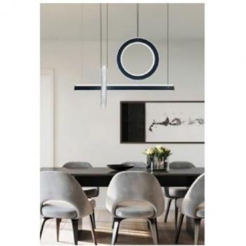 Lampadario a Sospensione LED 80W 6500K/4000K Effetto Cristallo Moderno LP-23 Nero-Bianco Freddo