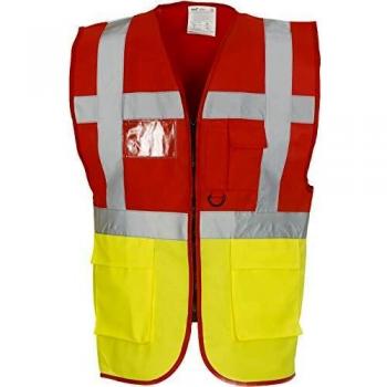 YOKO Hi-Vis Executive Waistcoat Size XL Red/Yellow