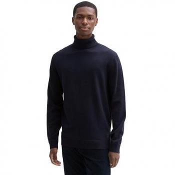 Regular Fit Rollkragenpullover aus reiner Baumwolle mit Logo-Stitching