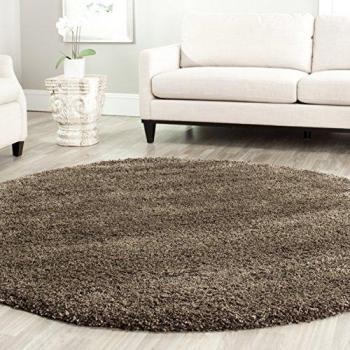 Brown Power Loomed Shag Rug 6'7 Round