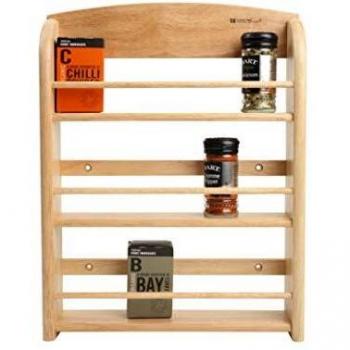 T&G Gourmet Wall Rack – 18‑Jar Wooden Scimitar