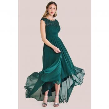 Crochet & Pleated Top High Low Maxi