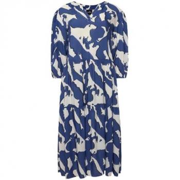 Laurasøn Damen Kleid, A-Linie, allover Print, Tunika-Ausschnitt, große Größen