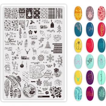 Nail Art Template Christmas 01 Spirit Plate 9.5*14.5cm