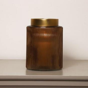 Ribbed Mustard Glass Vase (Melody Maison) – 16 cm