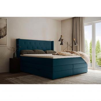Places of Style Boxspringbett Elegance – 160×200 cm, Blau (Türkis), Taschen‑Federkern, H2/H3, Schublade