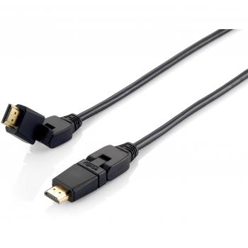 Black 3 m HDMI Cable – Dual‑Mode (HDMI 2.0/USB‑C) with Swivel Connector and Ethernet